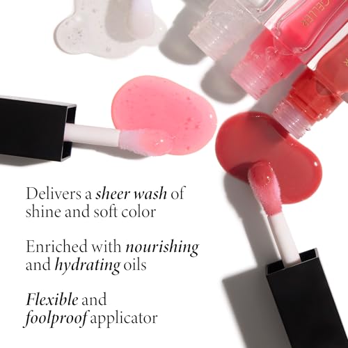 LAURA GELLER NEW YORK Fine Shine Glossy Lip Oil, Glass Half Full - Hydrating Squalane - Clear Lip Gloss
