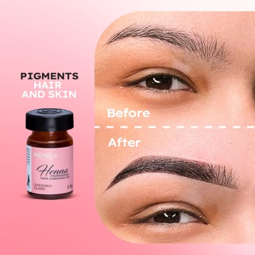 MENELA Eyebrow Henna Tint Kit - Dark Brown Brow Color with Bamboo Extract - Natural Look, Easy Application - 2.5g Henna + 15ml Fixer - Ammonia-Free, Vegan, Cruelty-Free