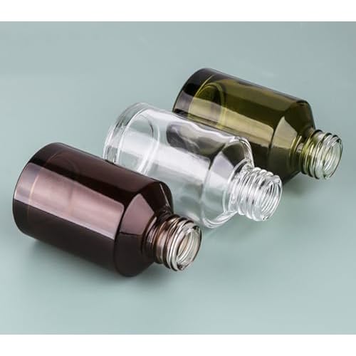 2 Pcs 60ml 2oz Glass Travel Bottles Leakproof Liquid Foundation Bottle Lotion Pump Bottles Lotion Dispenser Soap Dispenser Cosmetics Containers Jar with Black Pump(Wine Red and Green)