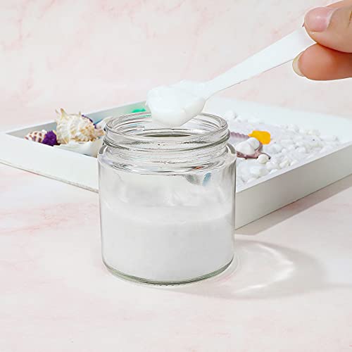 4 oz Clear Round Glass Jars, Pack of 2 with Black Lids, Cosmetics Containers for Face Cream Lotion, Powder, Candle, Spice, Body Butter