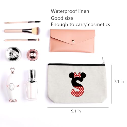Cute Cartoon Mouse Gifts Initial A-Z Personalized Makeup Bag Monogrammed Cosmetic Bags Magic Mouse Stuff Funny Mouse Themed Gifts Mouse Lover Gifts Wizard Gifts Birthday Gifts for Women Girls (S)