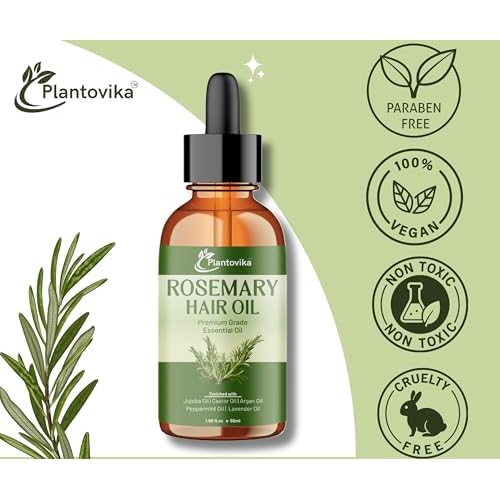 Rosemary Oil for Hair Growth, Enriched with Jojoba, Castor, Argan, Peppermint & Lavender Oils, Scalp & Hair Strengthening Treatment, 1.69 oz