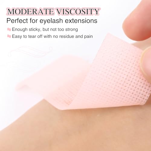 LZM Lash Tape for Eyelash Extensions,Eyelash Tape Silicone Gel Eyelash Extension Tape for Sensitive Skin Pain-Free Removal Breathable Lash Extensions Tape (1in x 4yd, 2Rolls,Pink)