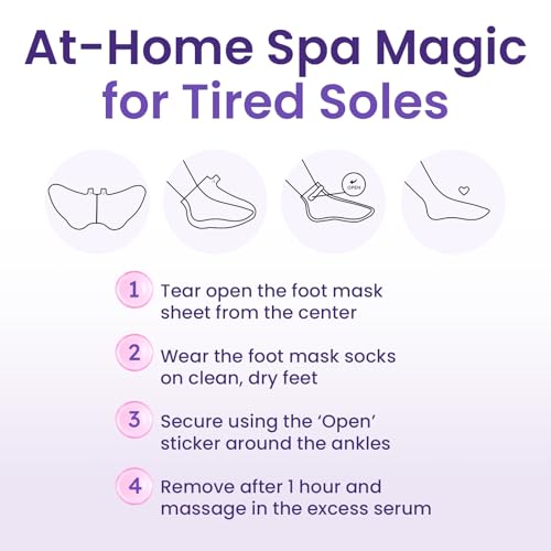 Foot Peeling Mask (2 pairs) Exfoliating Foot Mask for Dry Cracked Feet with Lavender & Shea Butter, Dead Skin & Callus Remover for Feet, Exfoliating Socks for Women & Men, One Size Fits Most