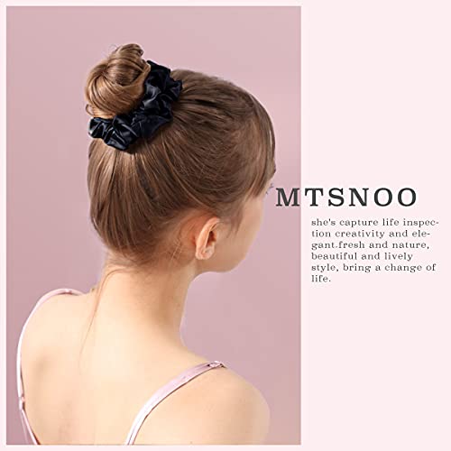 MTSNOO Mulberry Silk Scrunchies Set for Women & Girls: 3-Pack Elastic Hair Ties for Curly Hair, 100% Pure 22 Momme