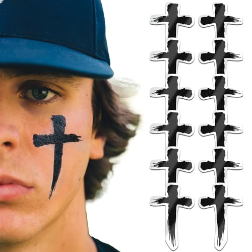 Sports Eye Black Temporary Tattoos (Cross - 6 Pack) Made in The USA No Grease, No Mess, Fast Application Eye Black Accessories for Football, Baseball, Softball, Lacrosse & More
