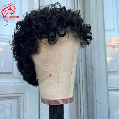 Hesperis Short Pixie Cut Full Lace Wig for Men Curly Men Wigs Human Hair Pre Plucked Pixie Human Hair Wigs Brazilian Remy Hair