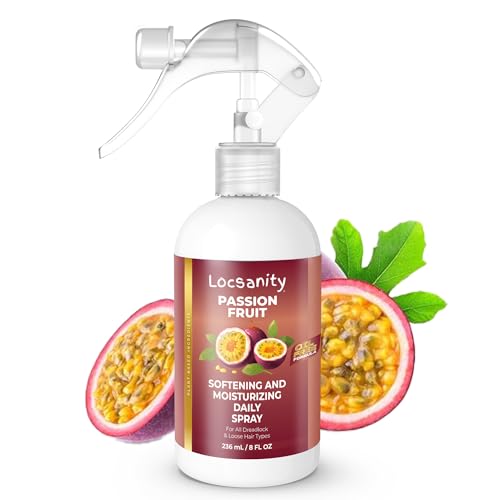 Locsanity Daily Moisturizing Spray for Dull, Dry Locs ? Passion Fruit Hair and Scalp Moisturizer for Dreadlocks, Sisterlocks, Microlocks, Braids to Control Oil and Frizz (8 fl oz)