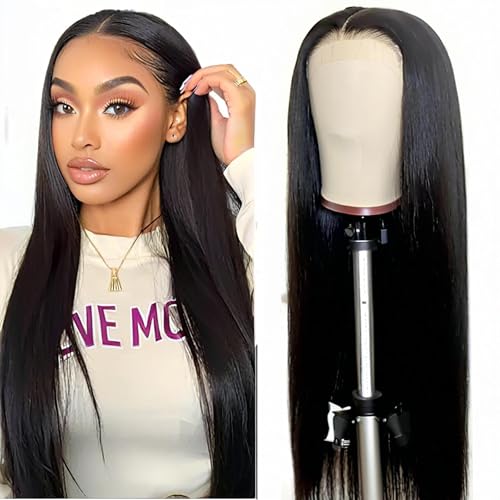 VibeFusion 13x4 HD Transparent Lace Front Human Hair Straight Wig 200% Density Glueless Pre-Plucked Pre-Cut 20 Inch Women's Wig
