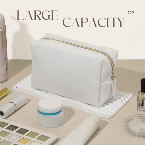 Kigeli 20 Pcs Small Makeup Bag Bulk PU Leather Cosmetic Bags with Zipper Preppy Makeup Pouch Toiletry Bag for Women Wedding Bachelorette Party Gift Travel Storage Organizer(White)