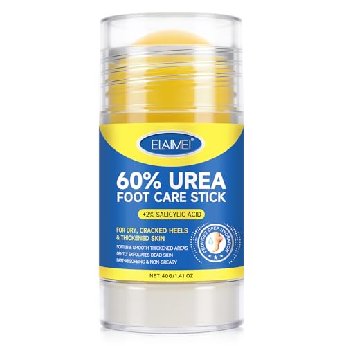 Bieyoc 60% Urea Cream with 2% Salicylic Acid, Urea Foot Cream Stick for Cracked Heels, Calluses and Rough Skin, Portable Foot Balm Stick No-Mess Applicator,1.41oz