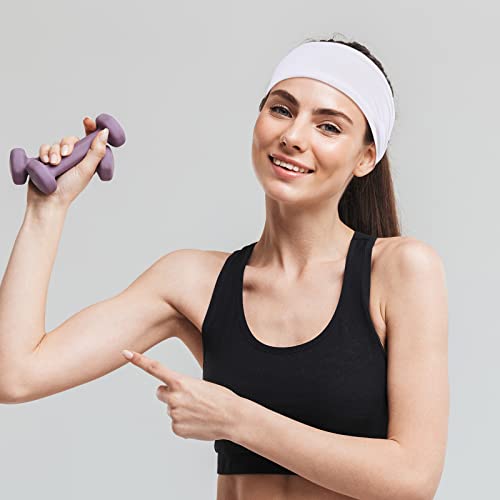 WILLBOND 6 Pieces Wide Headbands for Women, Adjustable Bandana Headband Tie, Knotted African Hairband, Yoga Elastic Non Slip Floral Hairbands for Running Hiking Cycling Workout(Solid Patterns)