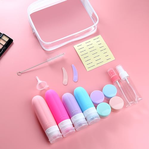 Gemice 16 Pack Travel Size Bottles, TSA Approved Leakproof Travel Containers for Toiletries, Silicone Refillable Travel Essentials Accessories with Travel Bag for Shampoo Conditioner