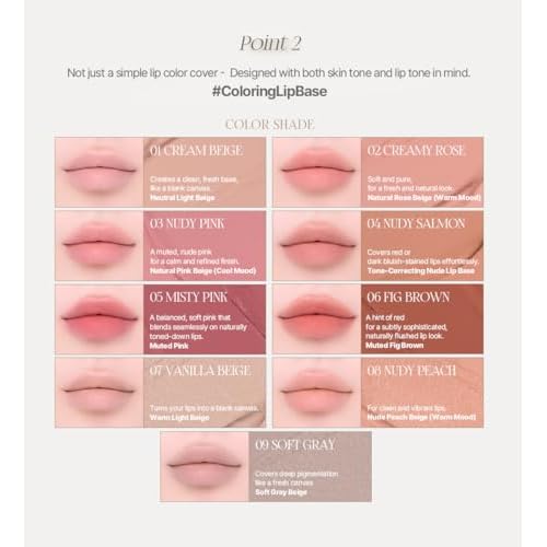 Heart Percent Dote On Mood All Cover Lip Base, Comfortable & Flawless Lip Tone & Texture Correction w/Lightweight Texture, #09. Soft Gray
