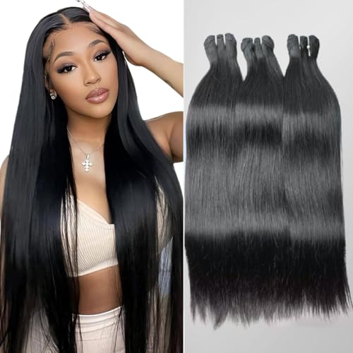12A Human Hair Bundles Brazilian Straight Hair Bundles 26 28 30 Inch Unprocessed Virgin Weave 3 Bundles Human Hair Raw Remy Hair Bundles Natural Black