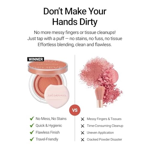 JUNGSAEMMOOL Artist Cushion Blush (Rare Rose) | Easy to Blend, Lightweight, Hydrating Korean Makeup Cushion Blush for Dewy & Glowing Cheeks