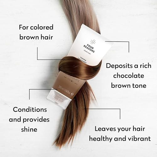 Four Reasons Color Mask - Chocolate - (27 Colors) Toning Treatment, Color Depositing Conditioner, Tone & Enhance Color-Treated Hair - Semi Permanent Hair Dye, Vegan and Cruelty-Free, 6.76 fl oz