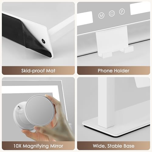 Kottova Lighted Makeup Mirror, Hollywood Vanity Mirror with Lights, Three Color Modes, Smart Touch Control, with Detachable 10X Spot Mirror, Metal Frame, 360¡Æ Rotation£¨14.1in,White£©