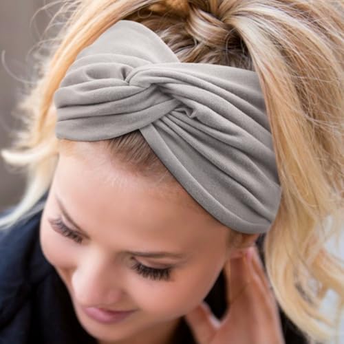 Extra Wide Headbands for Women Large Turban Headband Non Slip Boho Elastic Hairband Hair Twisted Knot Head Bands Accessories