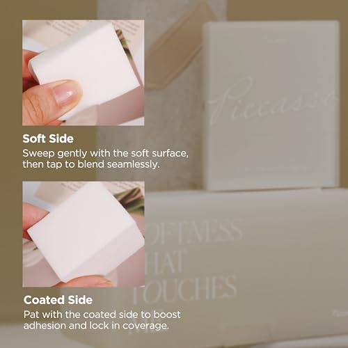 Piccasso Makeup Sponges for Foundation 20P ? Latex Square Sponges for Face Makeup, Long-Lasting Sponges with Coating Surface, Ideal for High-Adherence & Hygienic Daily Use