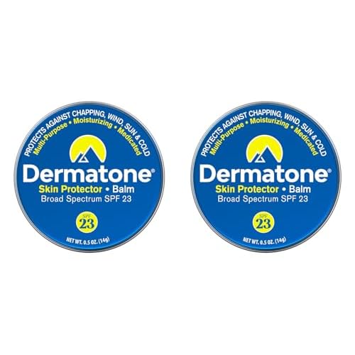 Dermatone Skin Protector Balm | Classic Tin 2-Pack Stocking Stuffer | All Year Long Skin Protection | Moisturizing | Heals & Repairs | SPF23 | Ski Balm | Advanced Skin Therapy, 0.5 oz