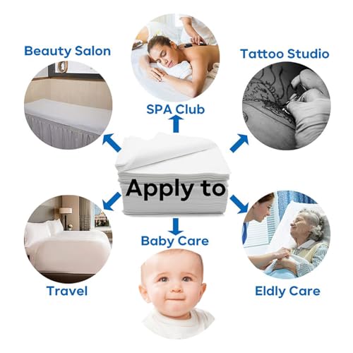 Disposable Bed Sheets Bed Cover for SPA Tattoo Massage Table Hotels 31" x 78" Non Woven Fabric White 20Pcs