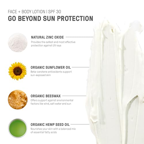 Raw Elements Face and Body Mineral Sunscreen SPF 30 Tube, Organic Sunblock Daily Protection, Non Toxic Reef Safe, Water Resistant, Cruelty Free, 3 oz (Pack of 2)