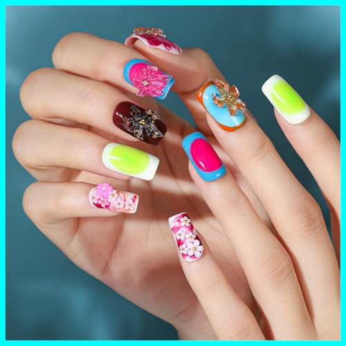 Teenitor Nail Charms and Gems Nail Art Tools, 3 Box 3D Flower Nail Charms for Nails Design Tools, Nail Pearls Nails Supplies, Butterfly Bow Nail Charms Nail Decor 3D Nail Art Kit