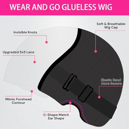 Wear and Go Glueless Bob Wig 5x5 Hd Lace Closure Wig Human Hair 14 Inch Short Straight Bob Wig 220% Density Glueless Straight Closure Wigs Pre Cut Free Part Wig for Women