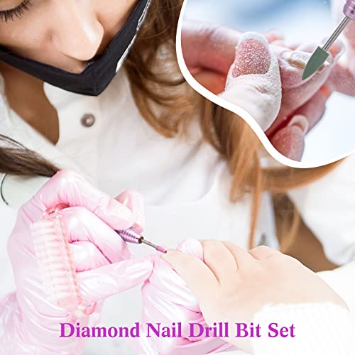 Chumia 47 Pcs Nail Drill Bits Sets 3/32 Inch Electric Diamond Ceramic Acrylic Gel Nail Bit Kit Manicure Supplies Carbide Cuticle for Manicure Drill Remover for Home Salon Gel Pedicure Tools