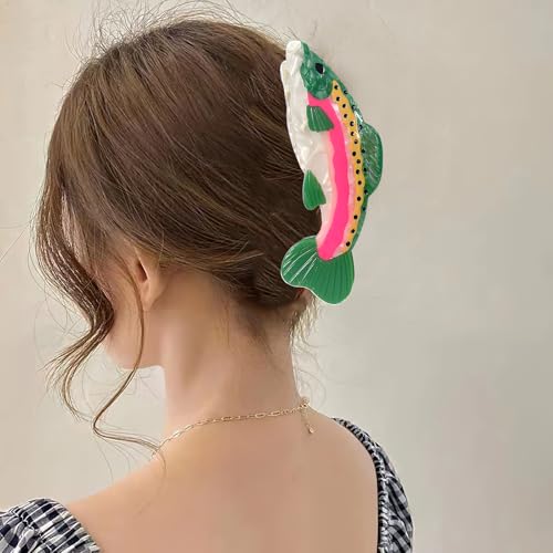 Novelty Salmon Fish Hair Clip, Acetate Hair Clips, Girl Women Small Claw Hairpin, Non Slip Unique Cute Barrettes for Thick and Thin Hair