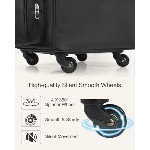 Relavel Rolling Makeup Train Case, Hairstylist Traveling Bag with 4 Wheels, Heat Insulation Full Layer, Adjustable Dividers, Hair Tools and Cosmetics Storage Organizer Trolley Suitcase Makeup Cart