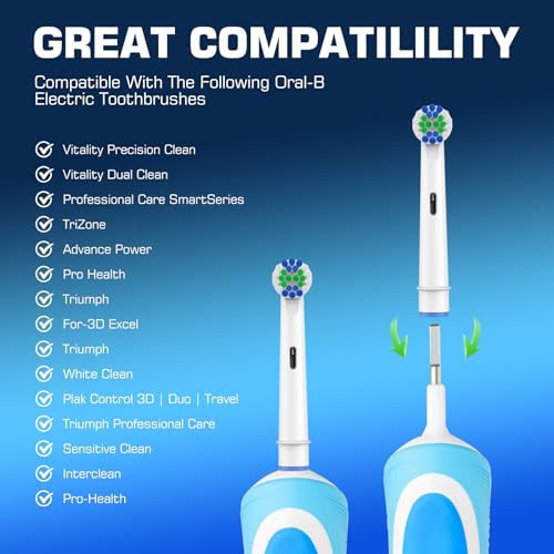 Replacement Toothbrush Heads Compatible with Oral B Braun, 8 Pack Soft Replacement Brush Heads Compatible with Oral B Electric Toothbrush Heads Refill Pro 1000//7000/9600/500/3000/8000