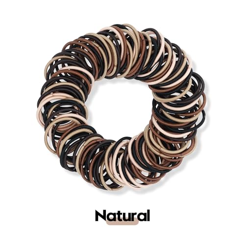 120 Pcs Small Hair Ties for Thin Hair & Kids - 1 Inch, 2mm No-Damage Elastic Bands in, Natural