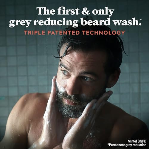 Just for Men Control GX Grey Reducing Beard Wash Shampoo with Keratin, Gradually Colors Mustache and Beard, Leaves Facial Hair Thicker Softer and Fuller, 4 Fl Oz - Pack of 1 (Packaging May Vary)