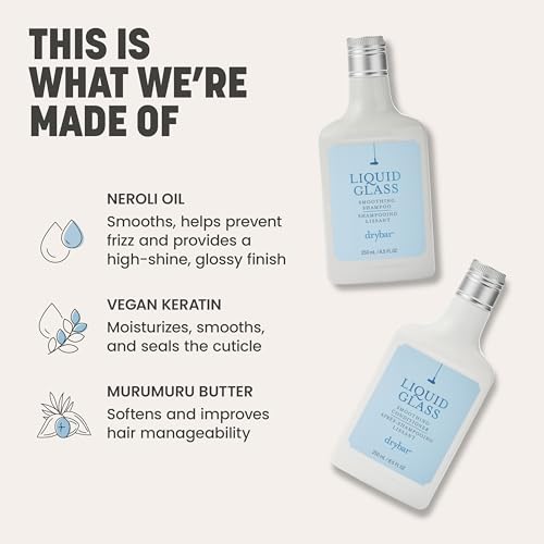 Drybar Liquid Glass Smoothing Shampoo | Cleanses Hair, Reduces Frizz, Adds Smooth & Shiny Finish, Lightweight Formula for all Hair Types, Vegan & Cruelty Free