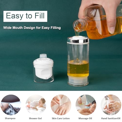 7 Pack Airless Pump Bottles 3.4oz/100ml Lotion Dispenser Travel Pump Bottles for Toiletries Airless Cosmetic Pump Container Airless Pump Jar for Toiletries Shampoo Cream with Labels(Clear)