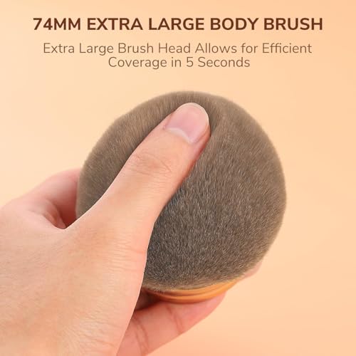 KINGMAS Extra Large Body Makeup Brush for Self Tanner, Self Tan Back Applicator, 66mm Wide-headed Kabuki Brush for Bronzers Blend Self Tanning Applicator, Oval Face Leg Makeup Brush (Rose-Gold)