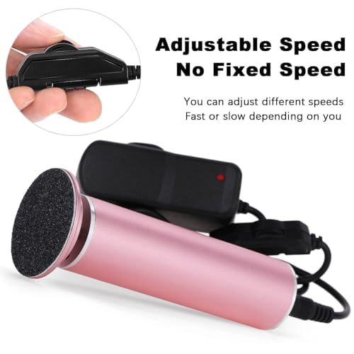 Electric Callus Remover for Feet Adjustable Speed, Powerful Foot Scrubber Electric Foot Callus Remover Heel File with 60PCS Sanding Discs Pedicure Tools for Feet Dead Skin Foot Grinder, Pink