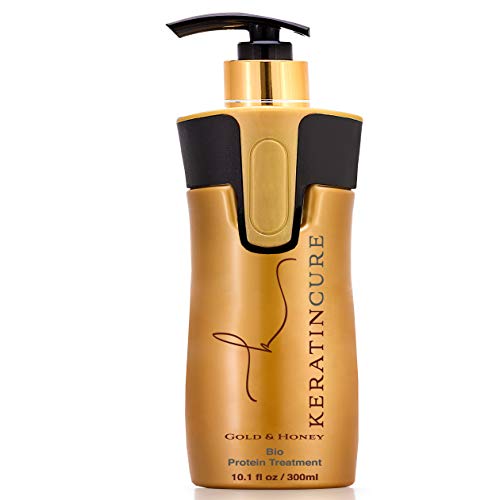 Keratin Cure Best Hair Treatment Gold & Honey Bio Protein 10 Oz Safe Repair Straight Professional Complex Straightening Damaged Dry Frizzy Coarse Curly Wavy Queratina Keratina Brasilera Tratamiento