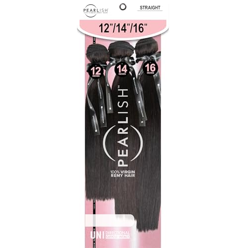 Sensationnel Pearlish multi bundle - straight deep pearl conditioned 15a soft remy beauty supply sew in or glue on human hair layered lengths (16 18 20 inch, NATURAL/BLACK)