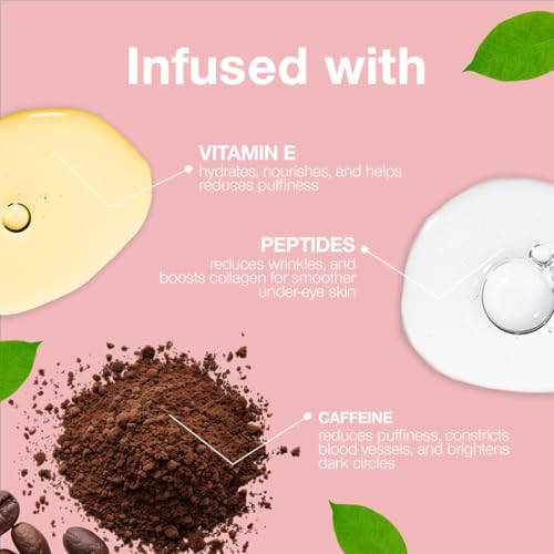 Palladio Under Eye Brightener, Conceal, Brightens, Reduces Appearance of Dark Circles, With Caffeine Peptides & Vitamin E, Tired Skin Color Correcting Brightener & Primer, Light to Medium (Soft Pink)