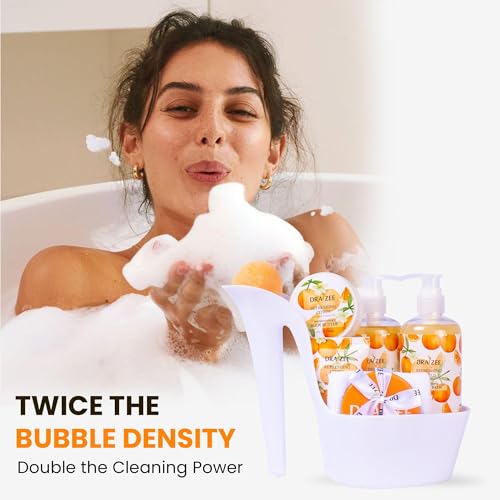 Luxury Spa Gifts for Women ? 8 Pc Citrus Scented Bath and Body Set with Bubble Bath, Lotion & More ? Luxury Self Care Kit for Wife, Mom, Girlfriend, Birthday Gifts for Women by Draizee