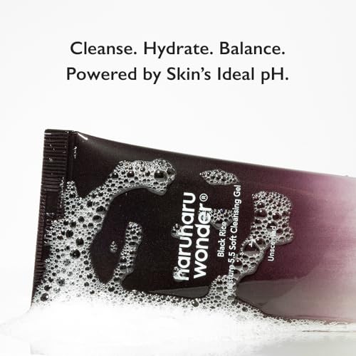 HARUHARU wonder Black Rice Moisture 5.5 Soft Cleansing Gel, Gentle Daily Cleanser, Low 5.5pH, Moisture Balance, Soap Free, For Sensitive Skin, Holiday Stocking Stuffer, Vegan, Cruelty-Free, 3.4 fl.oz