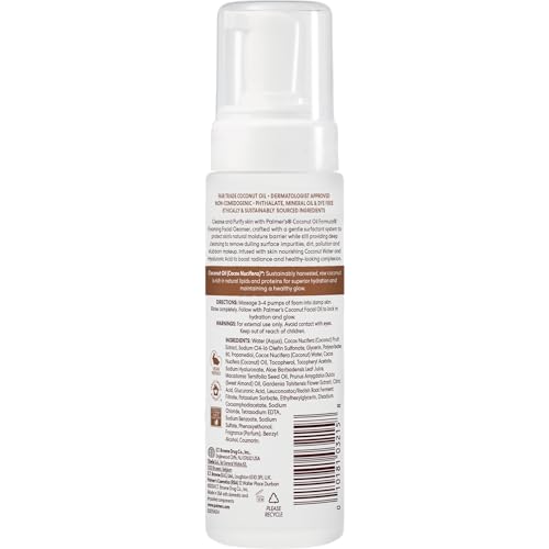 Palmer's Coconut Oil Formula Coconut Hydrate Foaming Facial Cleanser, 5 Fl Oz, Face Wash with coconut water, Hyaluronic Acid & Vitamin E, Gentle Cleansing, Purifying & Moisturizing Skin Care