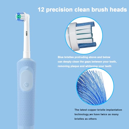 Replacement Heads for Oral B,12 Pack Soft Electric Toothbrush Heads,Deep and Precise Cleaning for Oral B Braun Pro1000/1500/7500/3000/7000/8000/500 and More(Black)