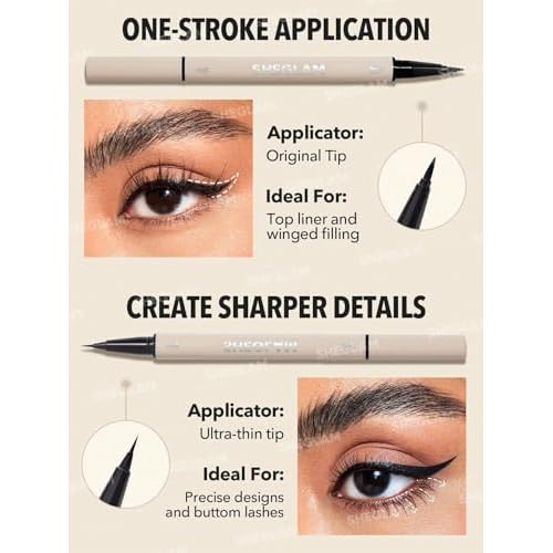 SHEGLAM Multi-Tasker Line & Detail Eyeliner Pen-Black 2 In 1 Waterproof Double Head Liquid Eyeliner Pencil