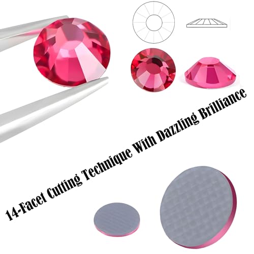 Hotfix Rhinestones Flatback Glass Rhinestone 288PCS SS30 5.8-6.2MM Round Gems for Nails Art Glitter Crystals Stone DIY Bags Clothes Shoes (Mixed Colors)