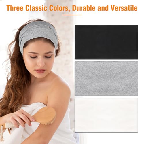 6 Pack Wide Headbands for Women, 9.3x4.7inch Cotton Stretchy Headband Large Sports Head Bands Stocking Stuffers for Women Girls