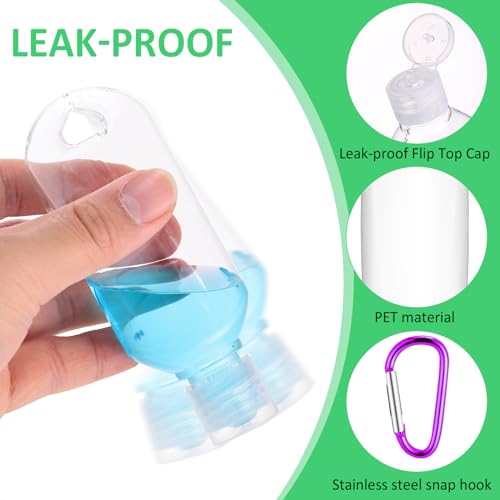 50 Pcs Traveling Bottles with Keychain 2oz Clear Plastic Hand Sanitizer Holder Keychain Empty Refillable Liquid Packing Container Squeeze Plastic Bottle with Lid,Rectangle